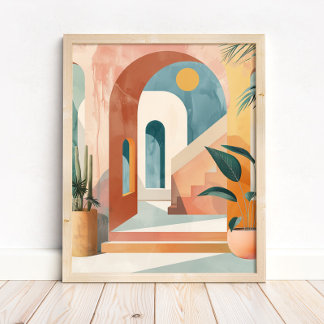 Poster Arte Moderna de Parede em Arco Boho Mediterrâneo