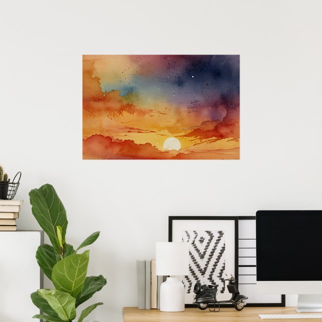 Poster Arte Moderna de Parede Impressa | Cenário Contempo (Escritório em casa)