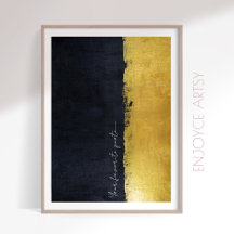 Arte moderna de pintura de ouro e abstrato preto