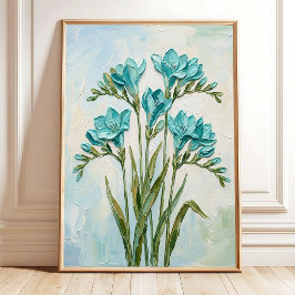 Poster Arte Moderna em Tela com Impasto de Freesia Pronta