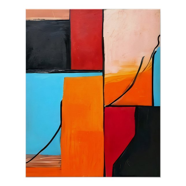 Pôster arte moderna, formas geométricas, design abstrato, (Frente)