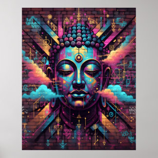 Poster Arte Moderna inspirada em Grafite | Buda Meditando