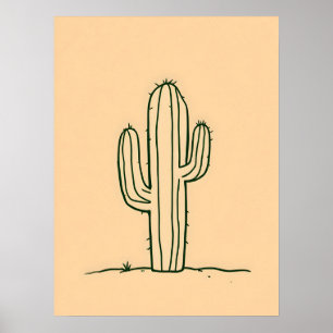Poster Arte Moderna Minimalista.Desert Oasis Line Art