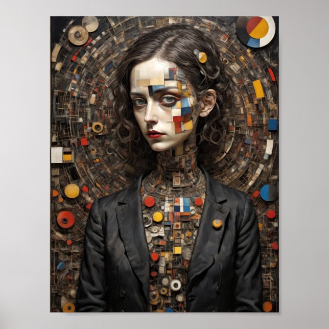 Poster Arte moderna Mulher estilo Avant Garde abstrata (Frente)