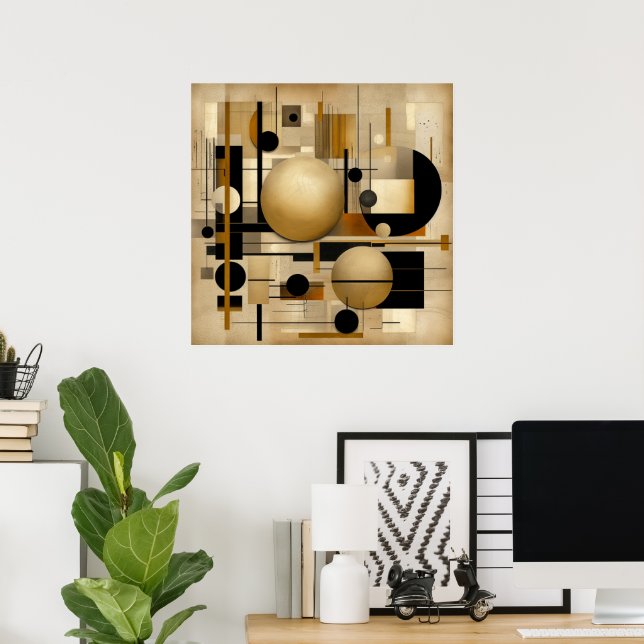 Poster Arte Moderna Negra E bege (Escritório em casa)