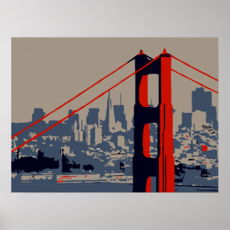 Pôster Arte moderna: Ponte Ouro e linha do horizonte