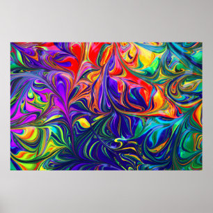 Poster Arte Moderna Psicodélica Colorida