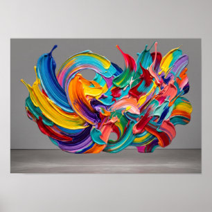 Poster Arte Moderna Redemoinhos de Tinta Impasto Abstrato