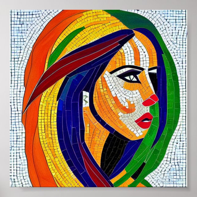 Poster Arte mosaica feminina (Frente)