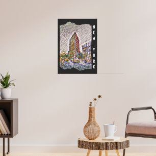 Poster Arte Mosaico Estético da Cidade de Nova York