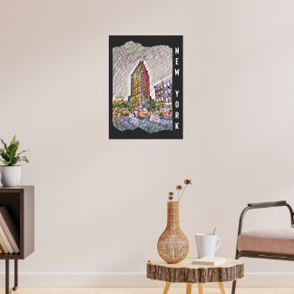 Poster Arte Mosaico Estético da Cidade de Nova York
