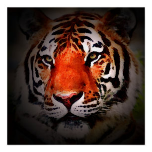 Pôster Arte Motivacional de Rosto de Tigre