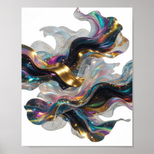Poster Arte Motivo Artístico Abstrato em Prata Moderna