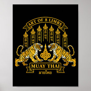 Poster Arte Muay Thai de 8 Membros Projeto de Tigre Artes