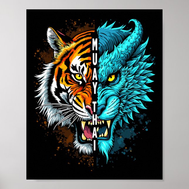 Poster Arte Muay Thai Tiger Dragon (Frente)