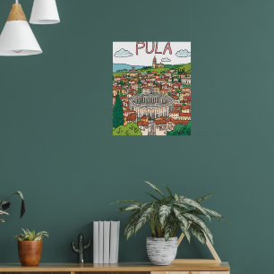 Poster Arte Naïf Cartaz da Arena de Pula – Arte de Marco 