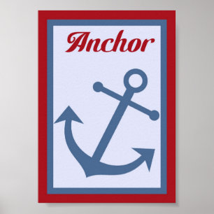 Poster arte náutica da parede da âncora 5X7