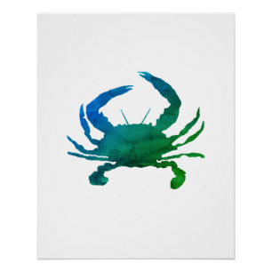 Pôster Arte Náutica Náutica De Caranguejo Azul