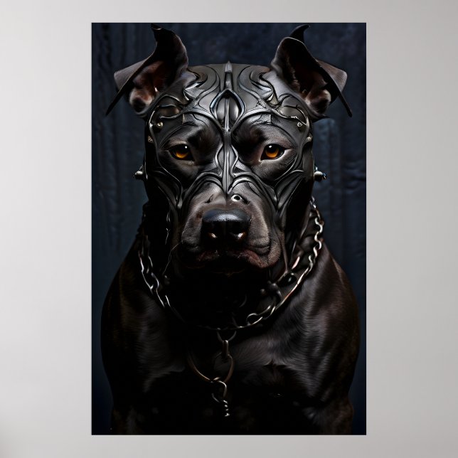 Poster Arte Negra Negra-Preta de Pitbull Americano (Frente)