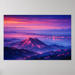Poster Arte Neon de Paisagem Fotográfica Editada