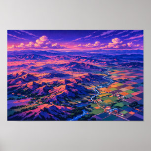 Poster Arte Neon de Paisagem Fotográfica Editada