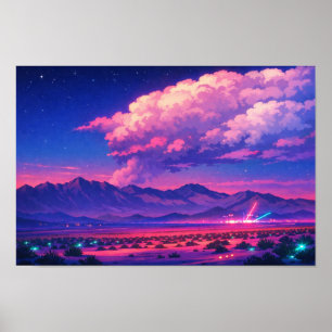 Poster Arte Neon Paisagem Fotográfica Editada 