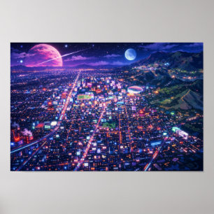 Poster Arte Neon Paisagem Fotográfica Editada