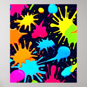 Poster Arte Neon Splatter: Expressionismo vibrante por Ab