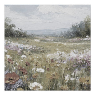 Pôster Arte Neutra de Paisagem Abstrata de Casa de Campo 