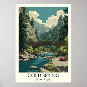 Poster Arte no Rio Montanha do Rio Vintage, Primavera Fri