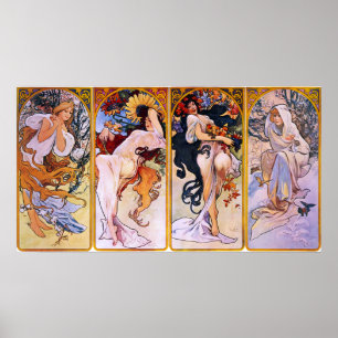 Poster Arte Nouveau de Alfons Mucha pintura de quatro