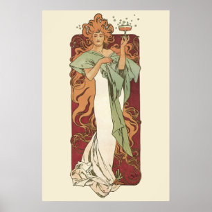 Poster Arte Nouveau do vintage por Mucha, partido de
