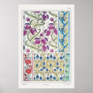 Poster Arte nouveau, tecido floral