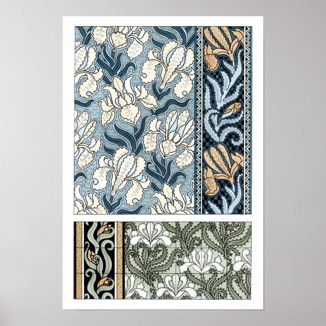 Poster Arte Nova Antiga, Flores de Íris de Jardim (Frente)