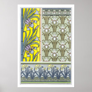 Poster Arte Nova Antiga, Flores de Íris de Jardim
