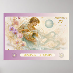 Poster Arte Nova Aquário Zodíaco Arte de Parede