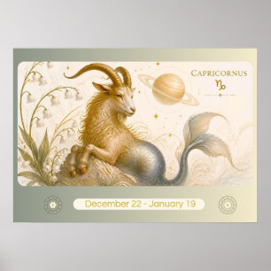 Poster Arte Nova Capricórnio Zodíaco Arte de Parede