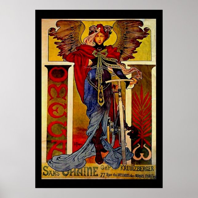 Pôster Arte Nova deslumbrante mulher de Alphonse Mucha #3 (Frente)