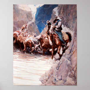 Poster Arte Ocidental Arredondando NC Wyeth