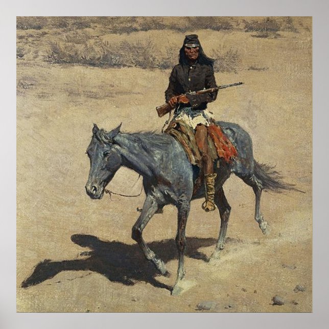 Poster Arte Ocidental de Frederic Remington “Apache Scout (Frente)