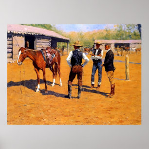 Pôster Arte Ocidental de Frederic Remington “Comprando Pô