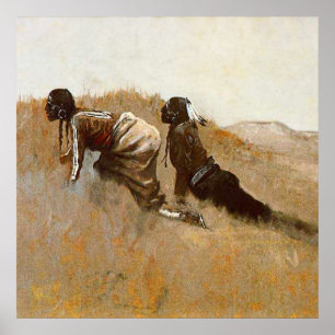 Poster Arte Ocidental "Indian Scouts Watting Custer"