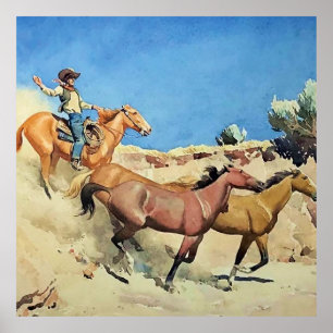 Poster Arte Ocidental “Saddle Stock” por Maynard Dixon