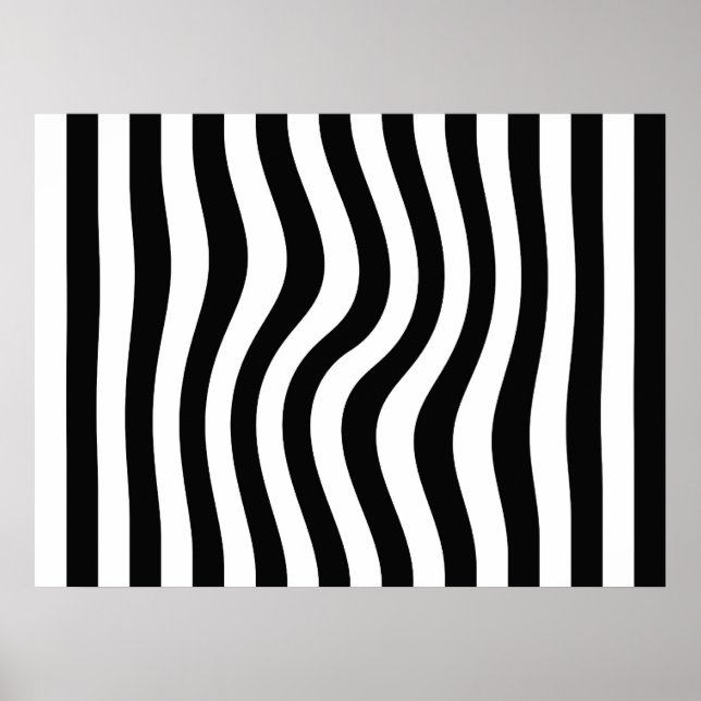 Pôster Arte Op Black and White Twisted Strips (Frente)