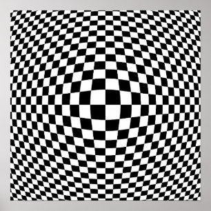 Poster Arte Op em preto e branco com verificação
