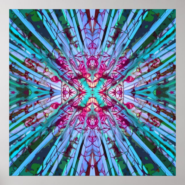 Poster Arte Op Yucca em Turquesa (Frente)