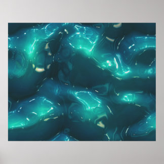 Poster Arte Orgânica Molde Ondas Sólidas Plásticas Profun