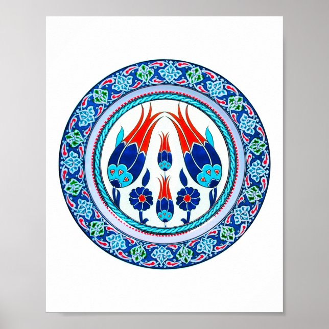 Poster Arte Oriental Turca em Azul (Frente)