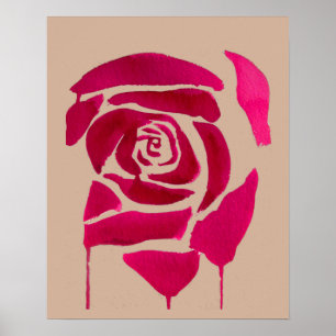 Pôster Arte original Abstrato floral Rosa