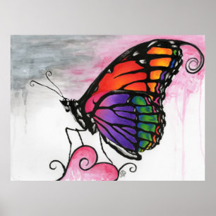Pôster Arte original da fantasia da borboleta de monarca